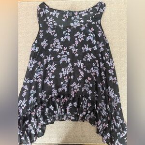 Torrid Black Floral High-Low Blouse